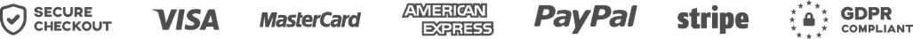 Guaranteed safe checkout: Visa, Mastercard, American Express, Discover, PayPal